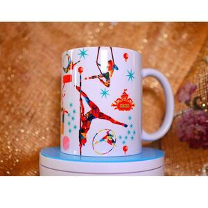 Circus Vibes 15oz Mug Bold Whimsical Coffee Cup Artistic Drinkware Aerial Gym